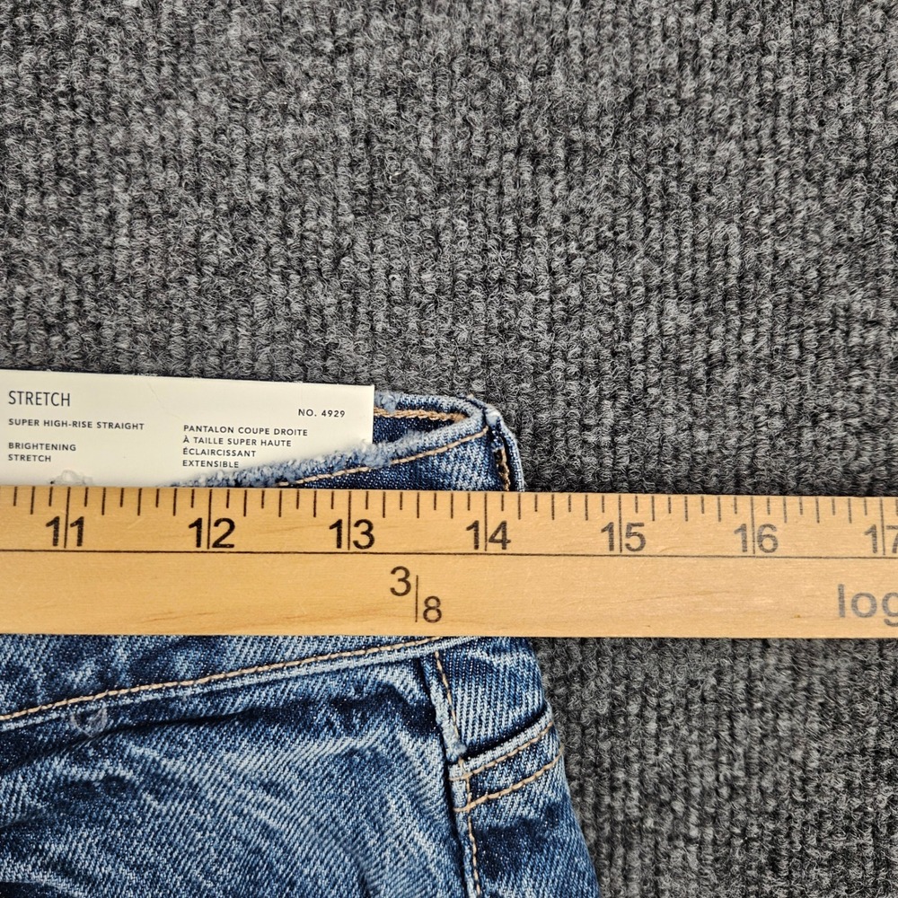 American Eagle Super High-Rise Straight Jeans Men's 2 SHORT Stretch Med Wash NEW - Picture 4 of 10